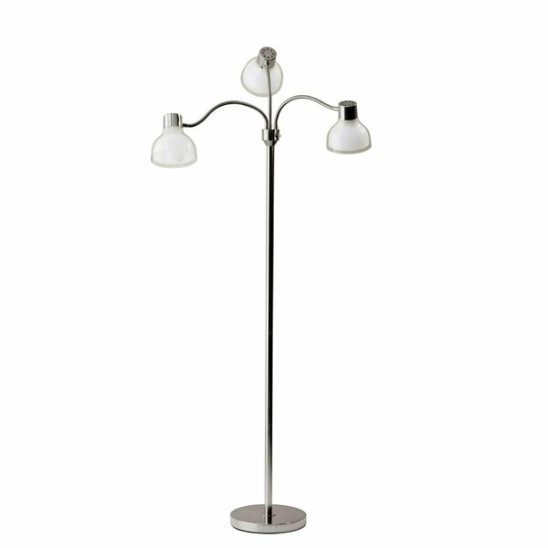 Homeroots Chrome Metal 3-Arm Floor Lamp30 x 30 x 69 in. 372611